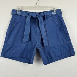 Lucky Brand Relaxed Short Mid Rise Tie Belt Blue Cotton Denim Shorts 2